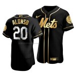 Camiseta Beisbol Hombre New York Mets Pete Alonso Golden Edition Autentico Negro