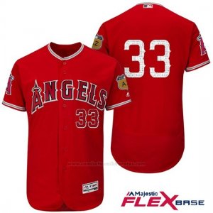 Camiseta Beisbol Hombre Los Angeles Angels C.j. Wilson 33 Scarlet 2017 Entrenamiento de Primavera Flex Base Jugador