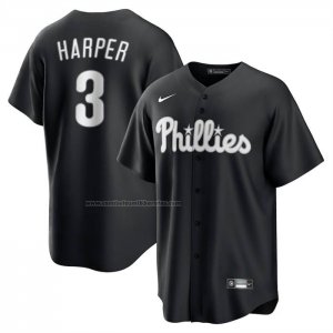 Camiseta Beisbol Hombre Philadelphia Phillies Bryce Harper Lights Out Replica Negro