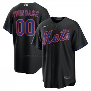 Camiseta Beisbol Hombre New York Mets Alterno Replica Personalizada Negro Camiseta Beisbol Hombre New York Mets Alterno Replica Personalizada Negro