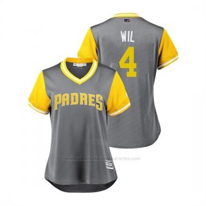 Camiseta Beisbol Mujer San Diego Padres Wil Myers 2018 Llws Players Weekend Wil Gris