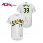 Camiseta Beisbol Hombre Oakland Athletics Blake Treinen 150th Aniversario Patch Autentico Flex Base Blanco