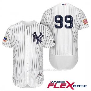Camiseta Beisbol Hombre New York Yankees 2017 Estrellas y Rayas Aaron Judge Blanco Flex Base