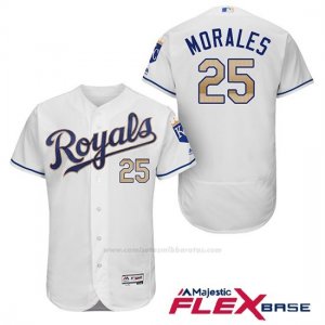 Camiseta Beisbol Hombre Kansas City Royals 25 Kendrys Morales Blanco 2017 Flex Base