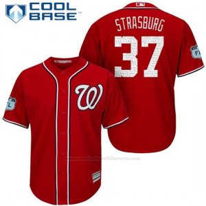 Camiseta Beisbol Hombre Washington Nationals Stephen Strasburg Scarlet 2017 Entrenamiento de Primavera Cool Base Jugador