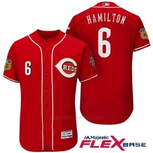 Camiseta Beisbol Hombre Cincinnati Reds 6 Billy Hamilton Scarlet 2017 Entrenamiento de Primavera Flex Base Jugador