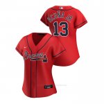 Camiseta Beisbol Mujer Atlanta Braves Ronald Acuna Jr. 2020 Replica Alterno Rojo