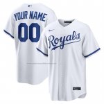 Camiseta Beisbol Hombre Kansas City Royals Primera Replica Personalizada Blanco Camiseta Beisbol Hombre Kansas City Royals Primera Replica Personalizada Blanco