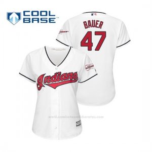 Camiseta Beisbol Mujer Cleveland Indians Trevor Bauer 2019 All Star Game Patch Cool Base Blanco