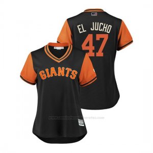Camiseta Beisbol Mujer San Francisco Giants Johnny Cueto 2018 Llws Players Weekend El Jucho Negro