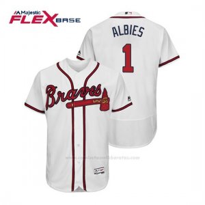 Camiseta Beisbol Hombre Atlanta Braves Ozzie Albies Flex Base Autentico Collezione Home 2019 Blanco