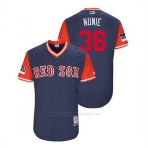Camiseta Beisbol Hombre Boston Rojo Sox Eduardo Nunez 2018 Llws Players Weekend Nunie Azul