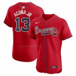 Camiseta Beisbol Hombre Atlanta Braves Ronald Acuna Jr. Mike Trout Alterno Elite Rojo