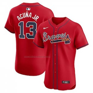 Camiseta Beisbol Hombre Atlanta Braves Ronald Acuna Jr. Mike Trout Alterno Elite Rojo