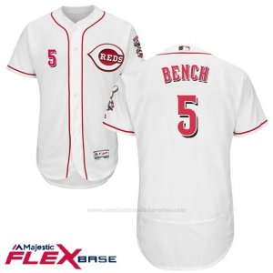 Camiseta Beisbol Hombre Cincinnati Reds 5 Johnny Bench Autentico Coleccion Flex Base Blanco