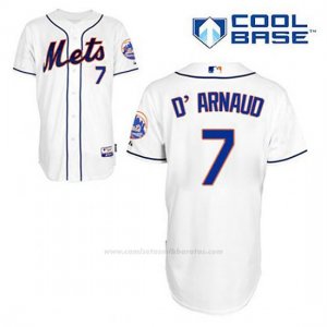 Camiseta Beisbol Hombre New York Mets Travis D'arnaud 7 Blanco Alterno Cool Base