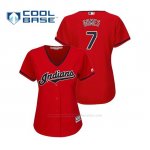 Camiseta Beisbol Mujer Indians Yan Gomes Cool Base Majestic Alternato 2019 Rojo