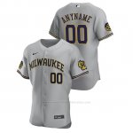 Camiseta Beisbol Hombre Milwaukee Brewers Personalizada Autentico 2020 Road Gris