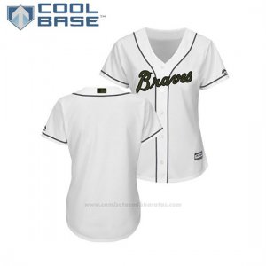 Camiseta Beisbol Mujer Atlanta Braves 2018 Dia de los Caidos Cool Base Blanco