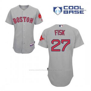 Camiseta Beisbol Hombre Boston Red Sox 27 Carlton Fisk Gris Cool Base