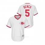 Camiseta Beisbol Hombre Cincinnati Reds Johnny Bench Cooperstown Collection Replica Primera Blanco