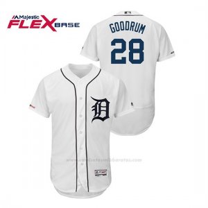 Camiseta Beisbol Hombre Detroit Tigers Niko Goodrum 150th Aniversario Patch Flex Base Blanco