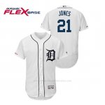 Camiseta Beisbol Hombre Detroit Tigers Jacoby Jones 150th Aniversario Patch Flex Base Blanco