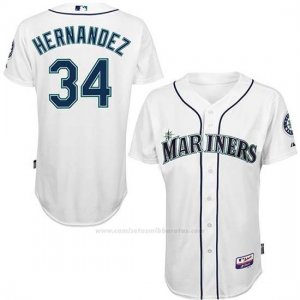 Camiseta Beisbol Hombre Seattle Mariners 34 Felix Hernandez Blanco 1ª 6300