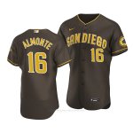 Camiseta Beisbol Hombre San Diego Padres Abraham Almonte Autentico Road 2020 Marron