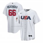 Camiseta Beisbol Hombre USA 2023 Kyle Higashioka Replica Blanco