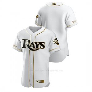 Camiseta Beisbol Hombre Tampa Bay Rays Golden Edition Autentico Blanco