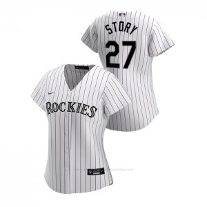 Camiseta Beisbol Mujer Colorado Rockies Trevor Story 2020 Replica Primera Blanco