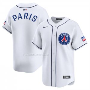 Camiseta Beisbol Hombre Paris Saint Germain 2025 Soccer MLB Limited Blanco