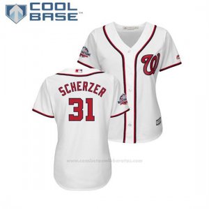 Camiseta Beisbol Mujer Washington Nationals Max Scherzer 2018 All Star Game Cool Base Blanco