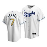 Camiseta Beisbol Hombre Kansas City Royals Maikel Franco Replica Cool Base Primera Blanco