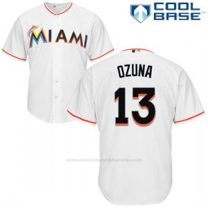 Camiseta Beisbol Hombre Miami Marlins Marcell Ozuna Blanco Autentico Coleccion Cool Base