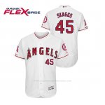 Camiseta Beisbol Hombre Los Angeles Angels Tyler Skaggs 150th Aniversario Patch Flex Base Blanco