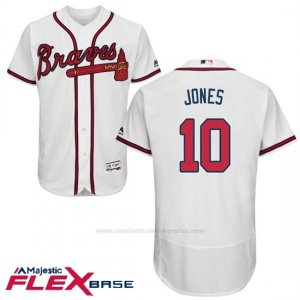 Camiseta Beisbol Hombre Atlanta Braves 10 Chipper Jones Autentico Coleccion Flex Base Blanco