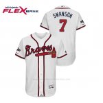 Camiseta Beisbol Hombre Atlanta Braves Dansby Swanson 2019 Postseason Flex Base Blanco