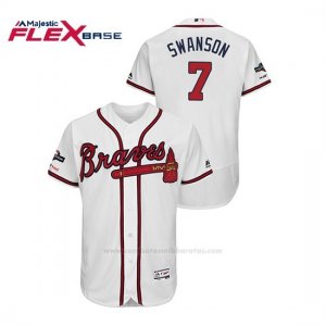 Camiseta Beisbol Hombre Atlanta Braves Dansby Swanson 2019 Postseason Flex Base Blanco