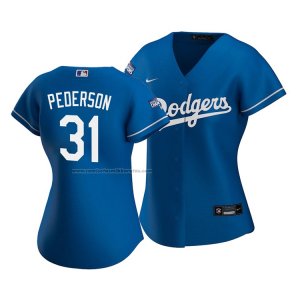 Camiseta Beisbol Mujer Los Angeles Dodgers Joc Pederson 2020 Alterno Replica Azul
