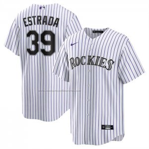 Camiseta Beisbol Hombre Colorado Rockies Thairo Estrada Primera Replica Blanco