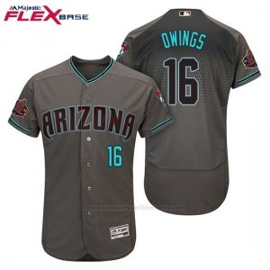 Camiseta Beisbol Hombre Arizona Diamondbacks 16 Chris Owings Gris Aqua Alterno 20 Aniversario Flex Base