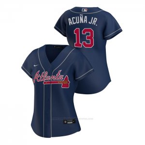 Camiseta Beisbol Mujer Atlanta Braves Ronald Acuna Jr. Replica 2020 Alterno Azul
