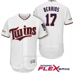 Camiseta Beisbol Hombre Minnesota Twins 2017 Postemporada Jose Berrios Blanco Flex Base