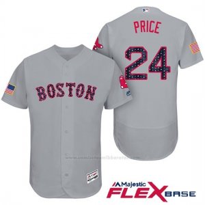 Camiseta Beisbol Hombre Boston Red Sox 2017 Estrellas y Rayas 24 David Price Gris Flex Base