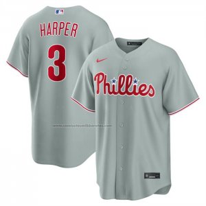 Camiseta Beisbol Hombre Philadelphia Phillies Bryce Harper Segunda Replica Gris