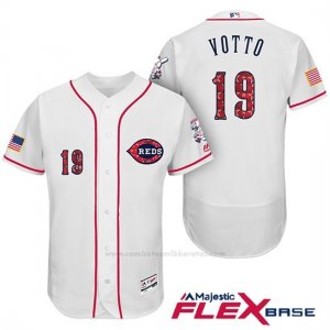 Camiseta Beisbol Hombre Cincinnati Reds 2017 Estrellas Y Rayas 19 Joey Votto Blanco Flex Base