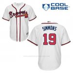 Camiseta Beisbol Hombre Atlanta Braves 19 Andrelton Simmons Blanco 1ª Cool Base