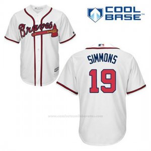 Camiseta Beisbol Hombre Atlanta Braves 19 Andrelton Simmons Blanco 1ª Cool Base